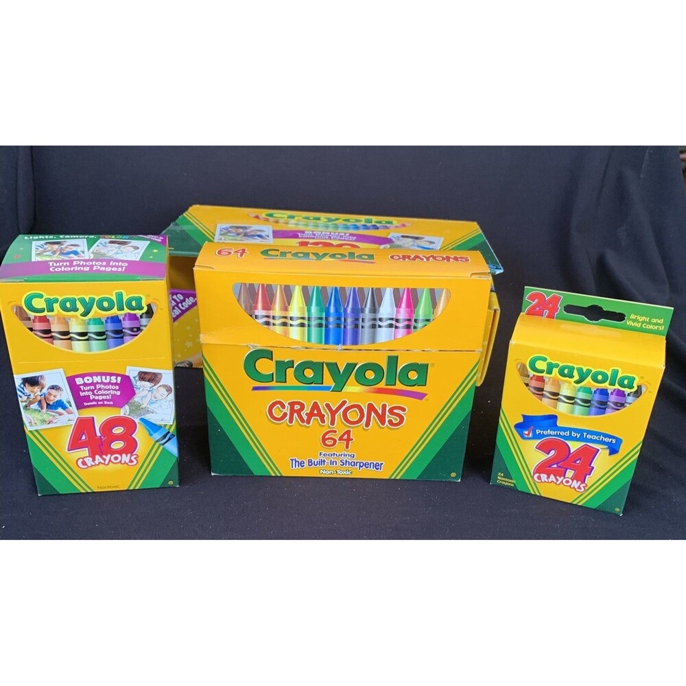Crayola Crayons 3 Boxes Crayola Colors Lot  64 48 24 Most New and Unused